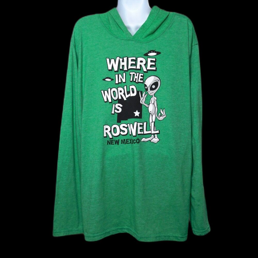Unisex Hoodie T Shirt Where is Roswell Alien Tee LS Front Graphic New Mexico